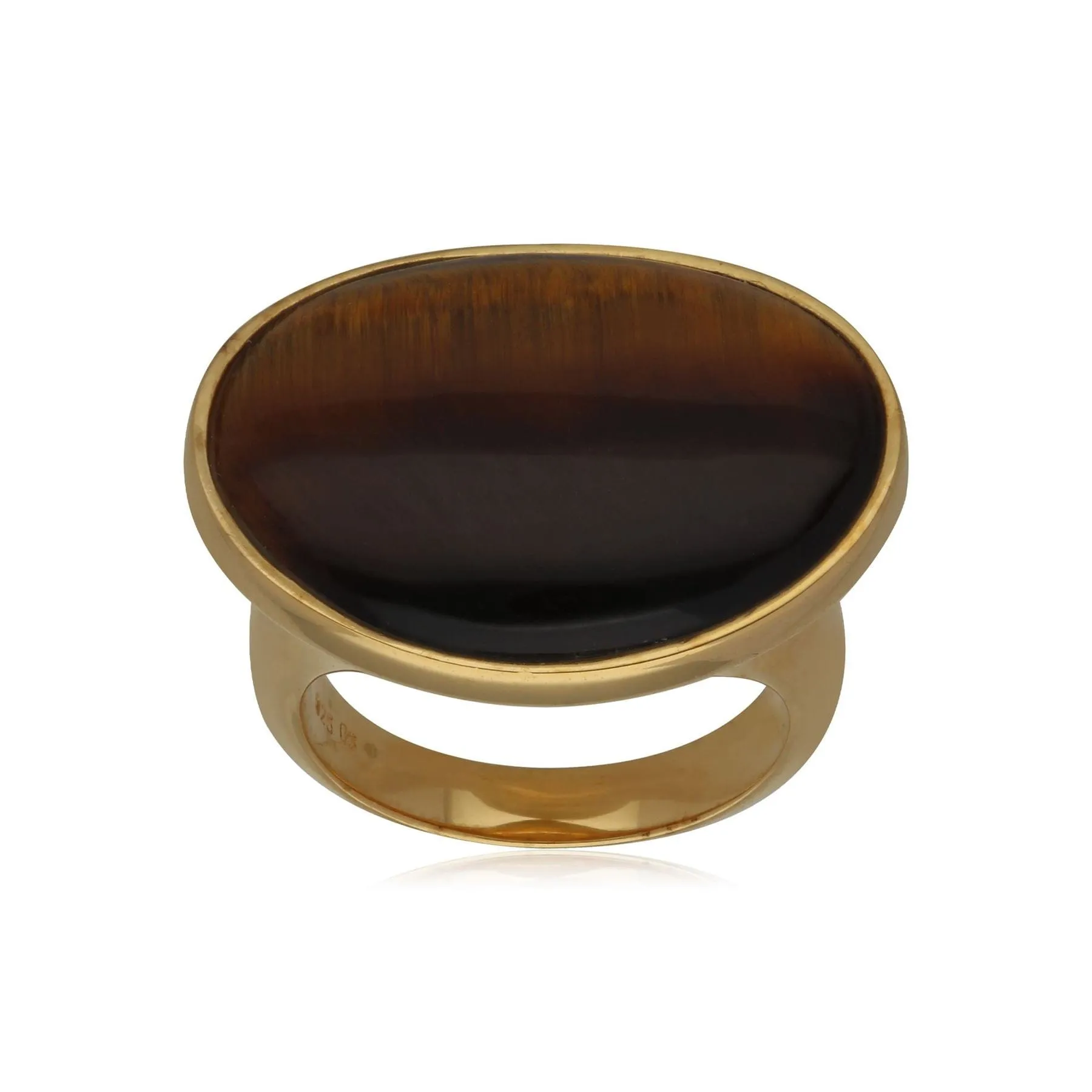 Kosmos Tiger's Eye Cocktail Ring in Gold Plated Sterling Silver sold by Gemondo Jewellery