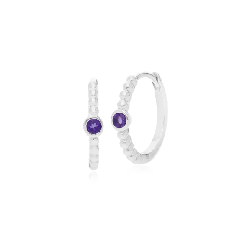 Gemondo Sterling Silver 0.08ct Amethyst February Birthstone Hoop Earring sold by Gemondo Jewellery