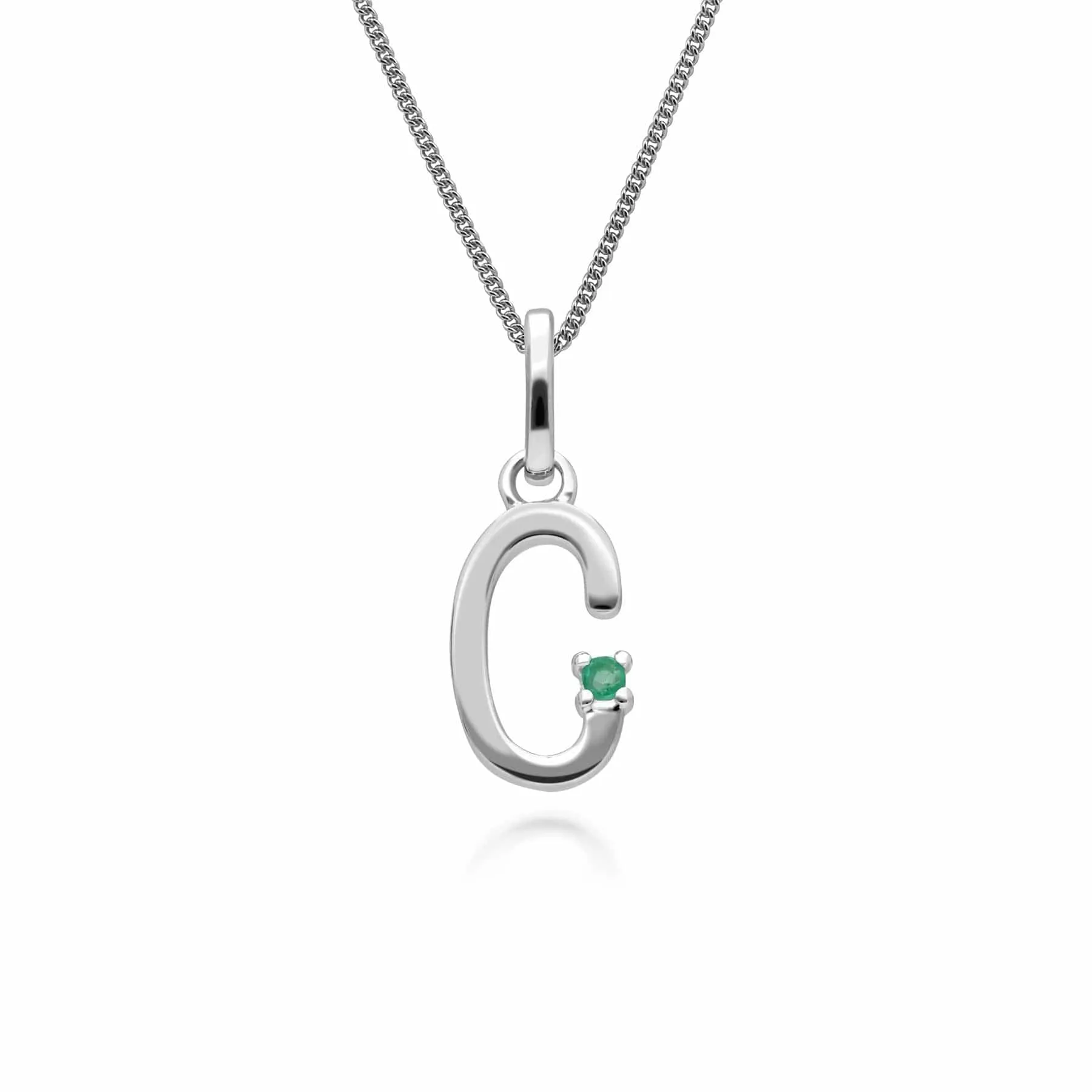 Initial Emerald Letter Charm Necklace in 9ct White Gold sold by Gemondo Jewellery product image thumbnail 4