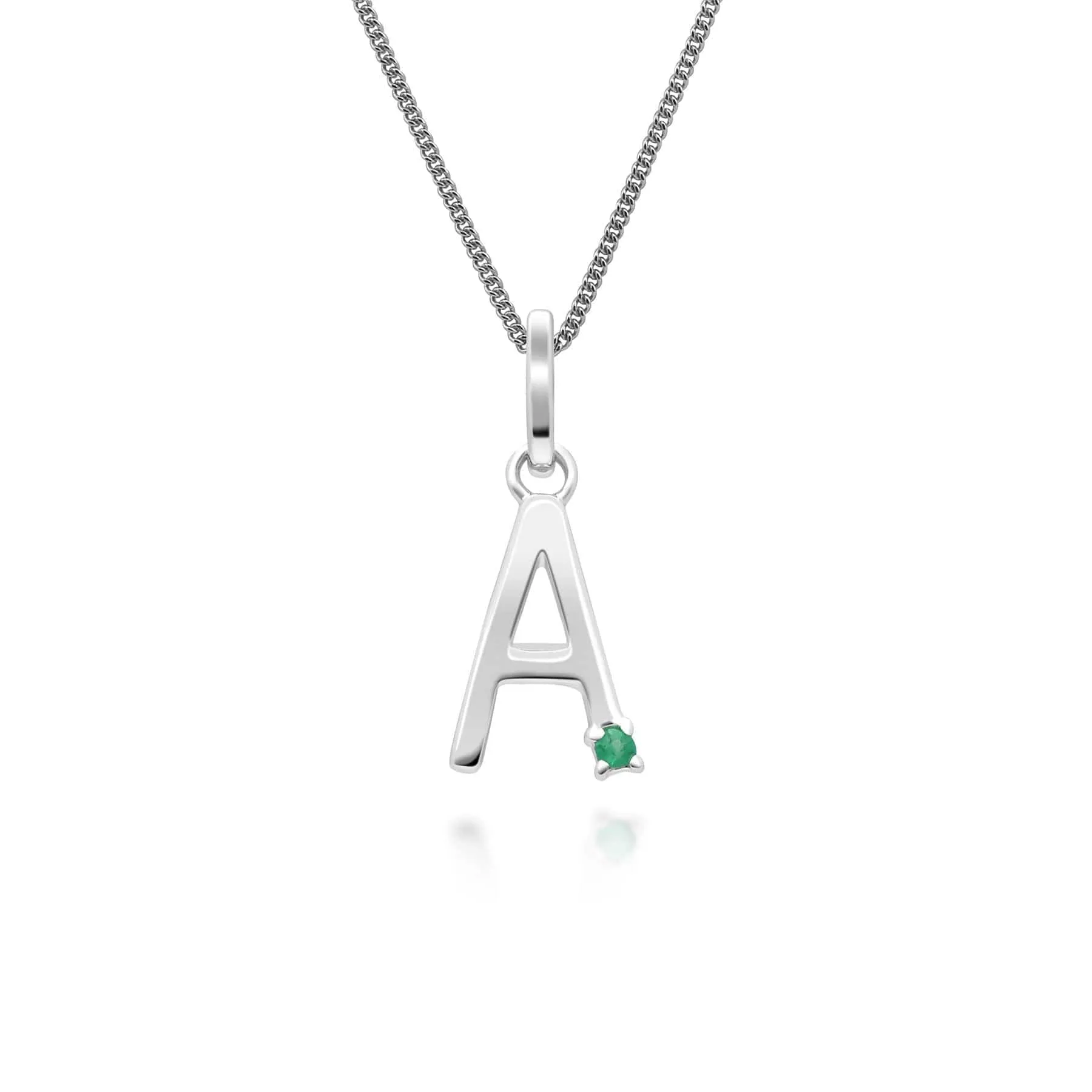 Initial Emerald Letter Charm Necklace in 9ct White Gold sold by Gemondo Jewellery product image thumbnail 2