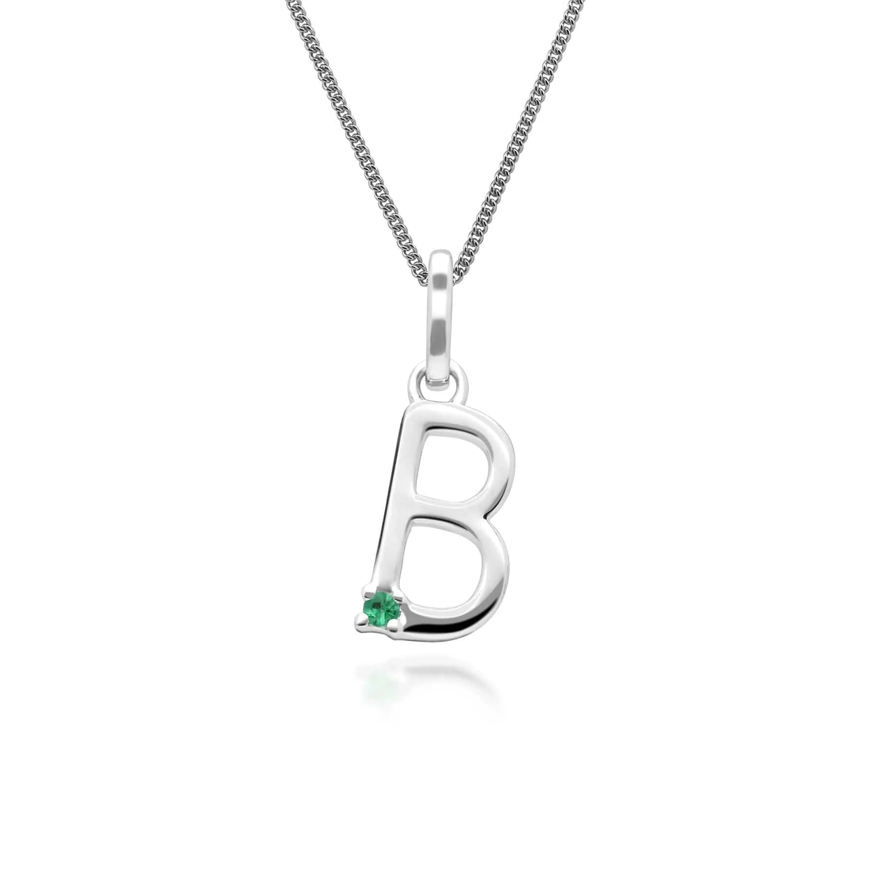 Initial Emerald Letter Charm Necklace in 9ct White Gold sold by Gemondo Jewellery product image thumbnail 3