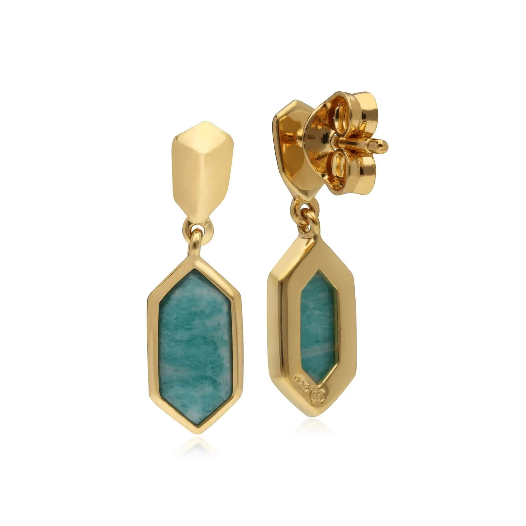 Micro Statement Amazonite Drop Earrings in Gold Plated Silver sold by Gemondo Jewellery product image thumbnail 2