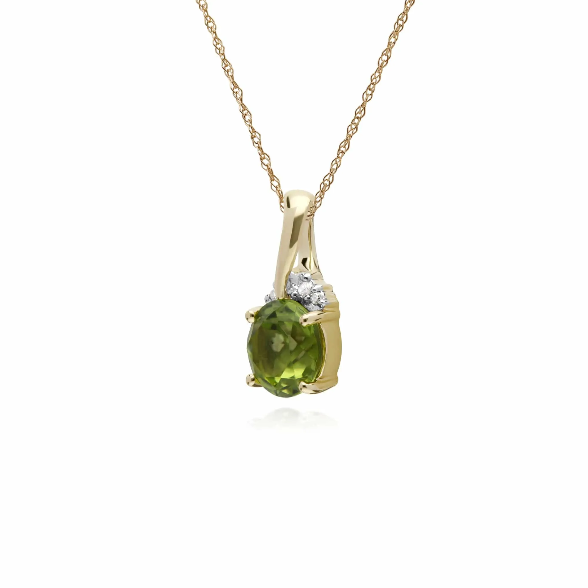 Gemondo 9ct Yellow Gold Round Peridot & Diamond Kiss Pendant on 45cm Chain sold by Gemondo Jewellery product image thumbnail 2