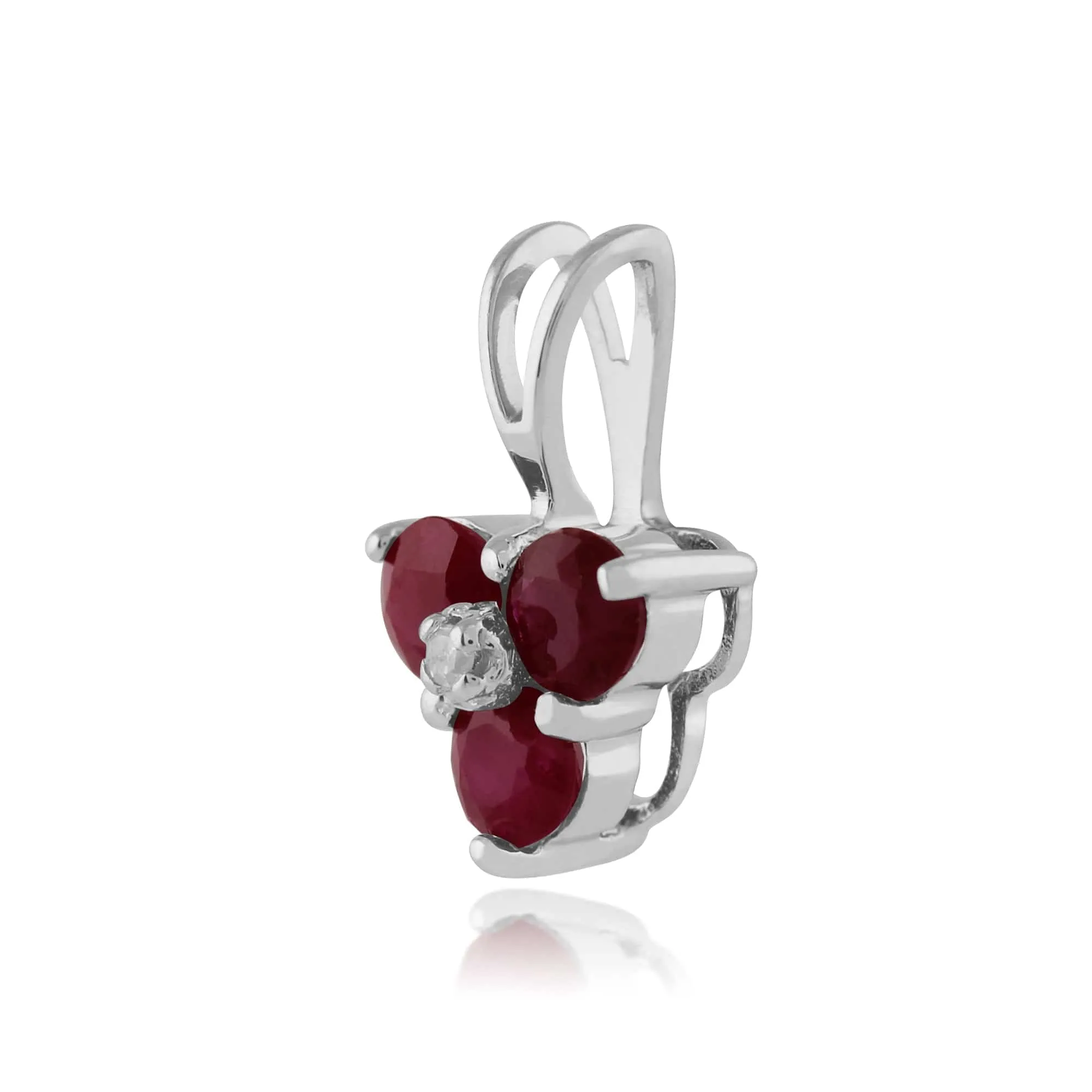 Classic Round Ruby & Diamond Cluster Pendant in 9ct White Gold sold by Gemondo Jewellery product image thumbnail 2