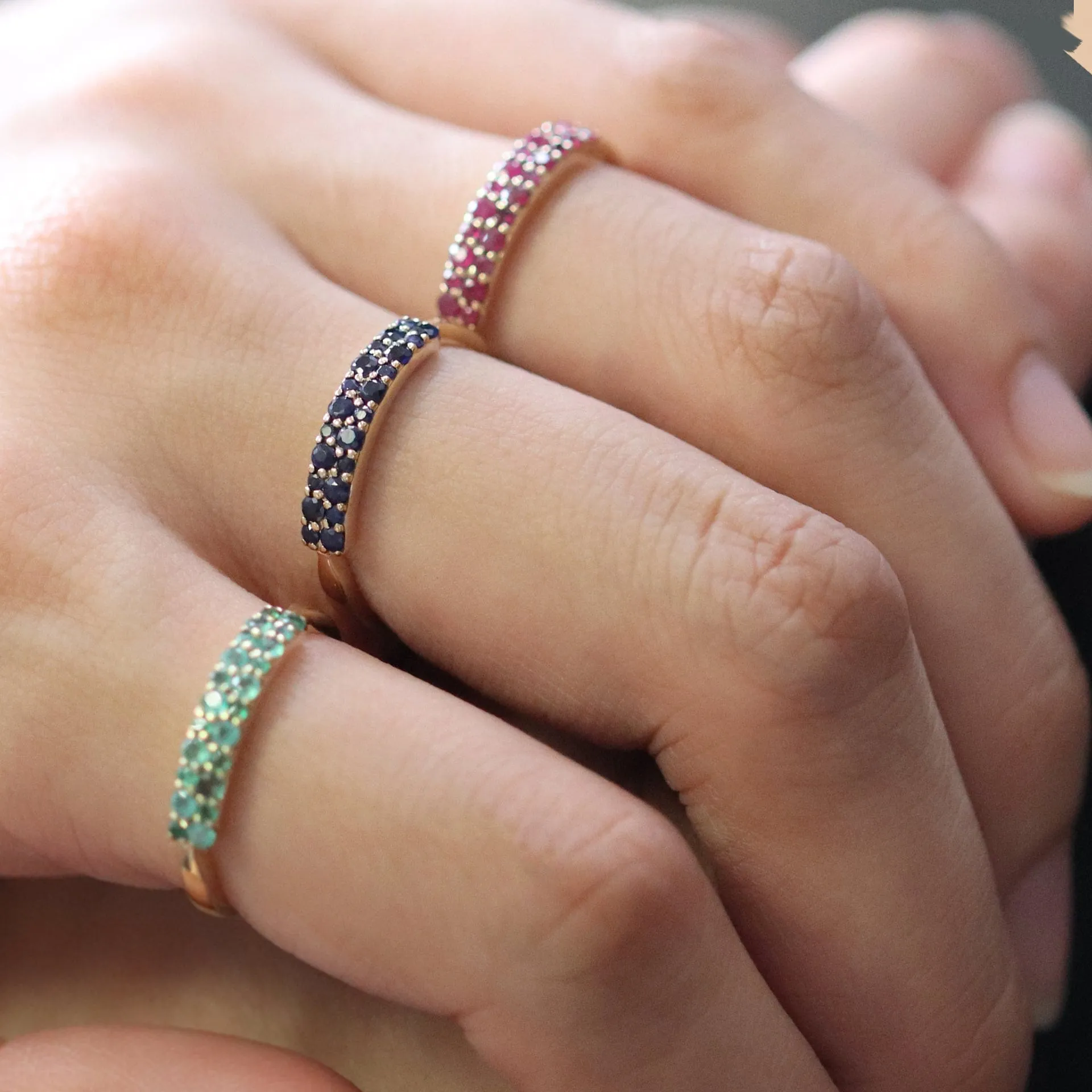 Contemporary 0.41ct Pavé Sapphire Cluster Ring in 9ct Yellow Gold sold by Gemondo Jewellery product image thumbnail 3