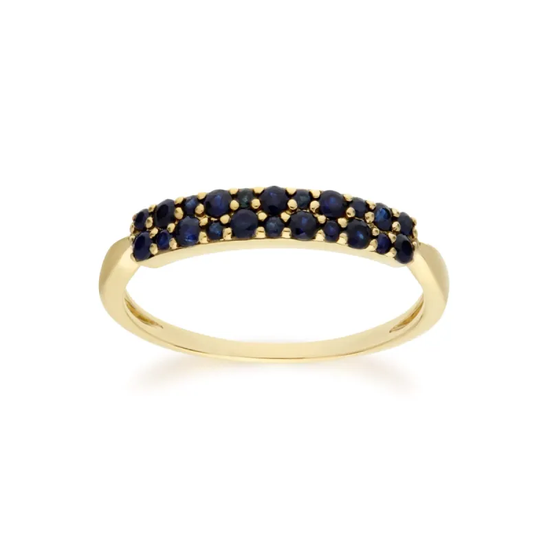 Contemporary 0.41ct Pavé Sapphire Cluster Ring in 9ct Yellow Gold sold by Gemondo Jewellery