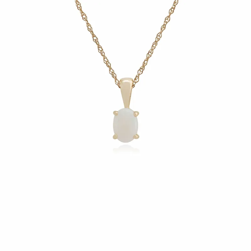 Classic Oval Opal Single Stone Pendant in 9ct Yellow Gold sold by Gemondo Jewellery