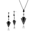 Art Deco Style Style Black Onyx & Marcasite Triangle Drop Earrings & Pendant Set in 925 Sterling Silver sold by Gemondo Jewellery