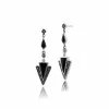 Art Deco Style Style Black Onyx & Marcasite Triangle Drop Earrings & Pendant Set in 925 Sterling Silver sold by Gemondo Jewellery