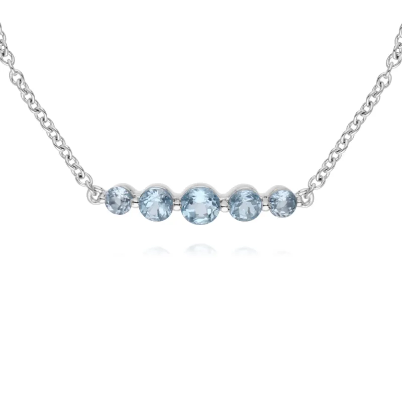 Classic Round Blue Topaz Five Stone Bracelet &  Ring Set in 925 Sterling Silver sold by Gemondo Jewellery