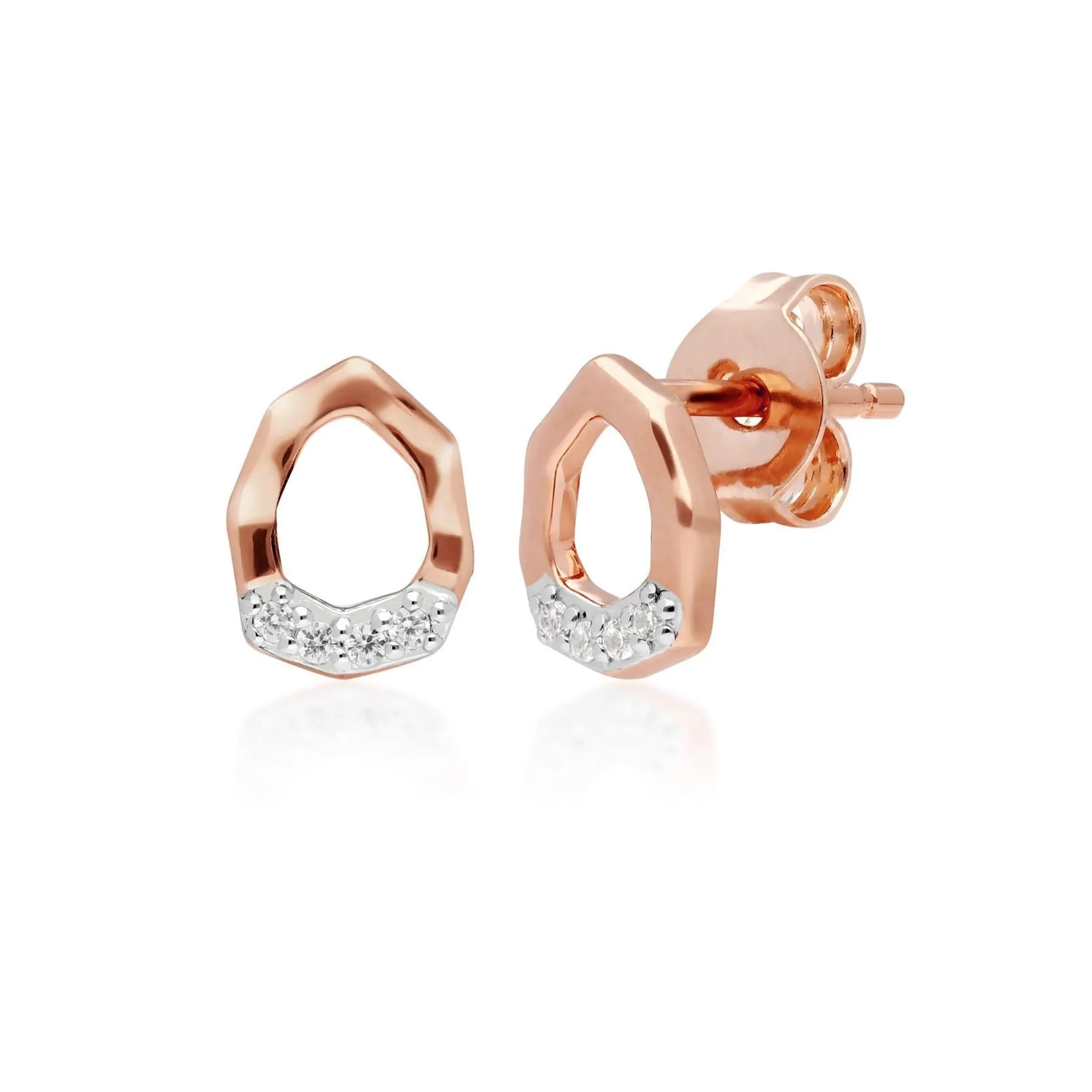 Diamond Pave Asymmetrical Stud Earring & Ring Set in 9ct Rose Gold sold by Gemondo Jewellery product image thumbnail 2