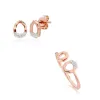 Diamond Pave Asymmetrical Stud Earring & Ring Set in 9ct Rose Gold sold by Gemondo Jewellery
