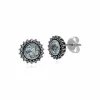Sterling Silver Blue Topaz & Marcasite November Art Nouveau Stud Earrings sold by Gemondo Jewellery