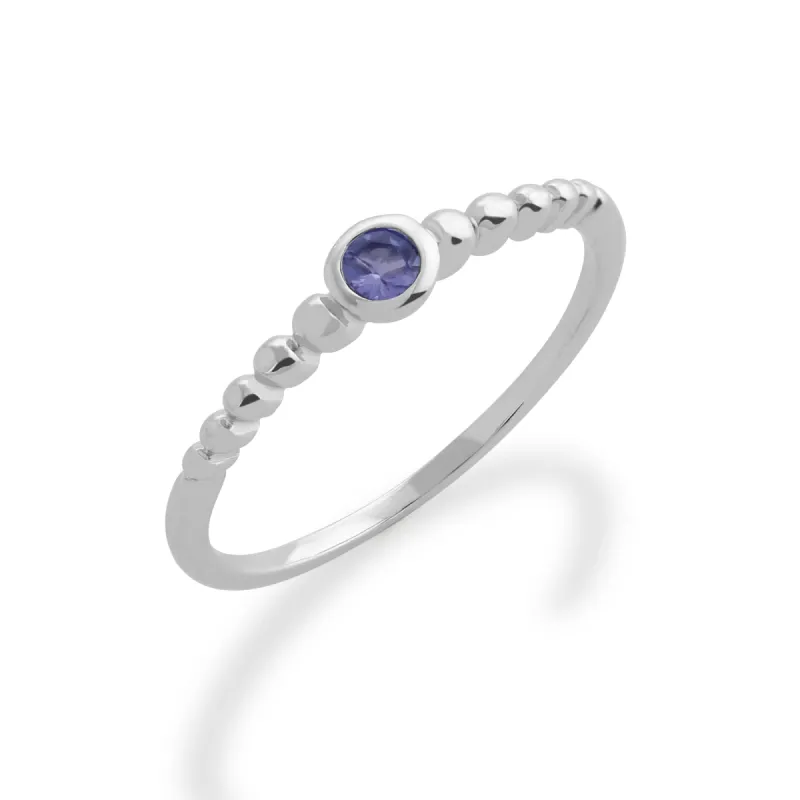 Essential Round Tanzanite Bezel Set Stack Ring in 925 Sterling Silver sold by Gemondo Jewellery