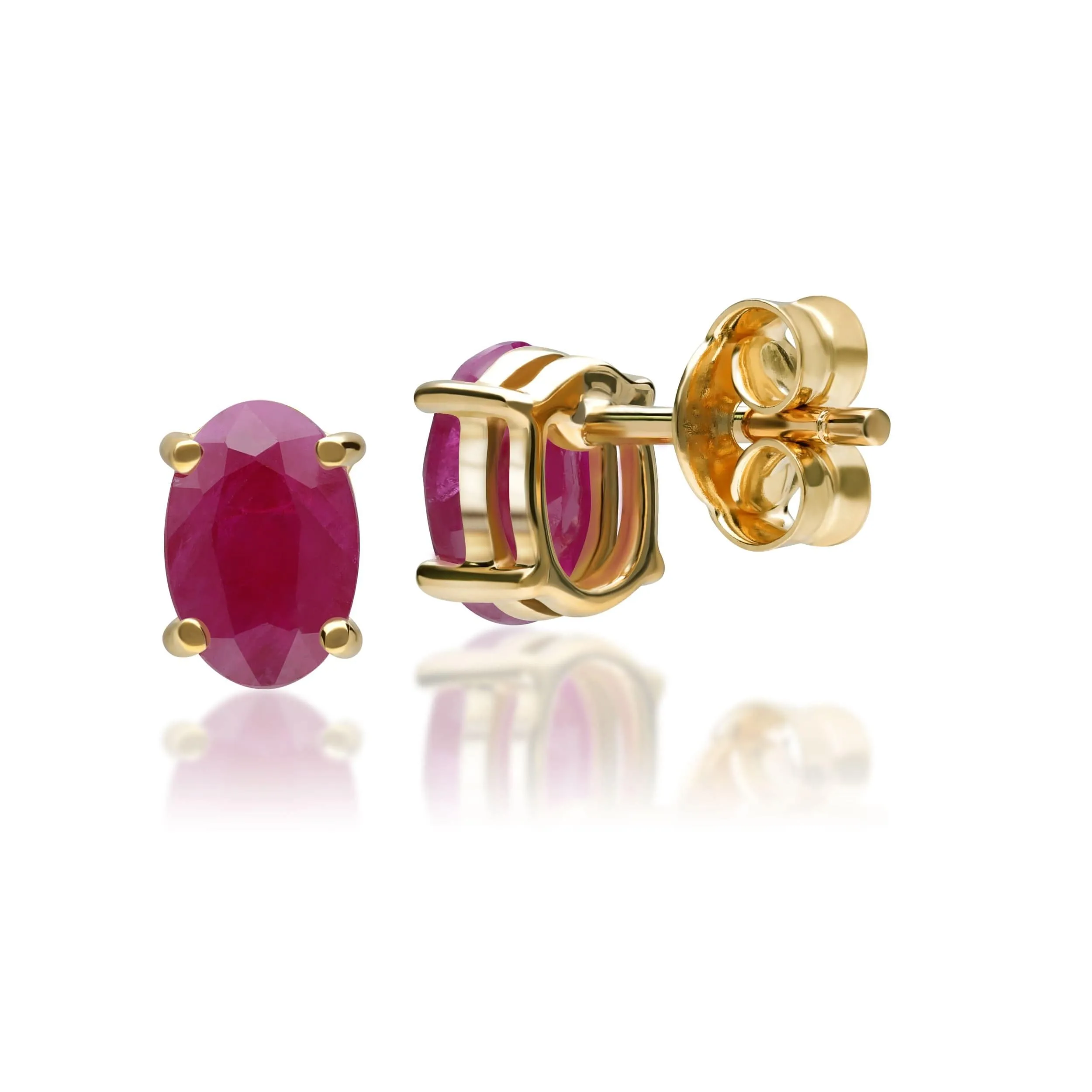 Classic Oval Ruby 9ct Yellow Gold Stud Earrings sold by Gemondo Jewellery product image thumbnail 3