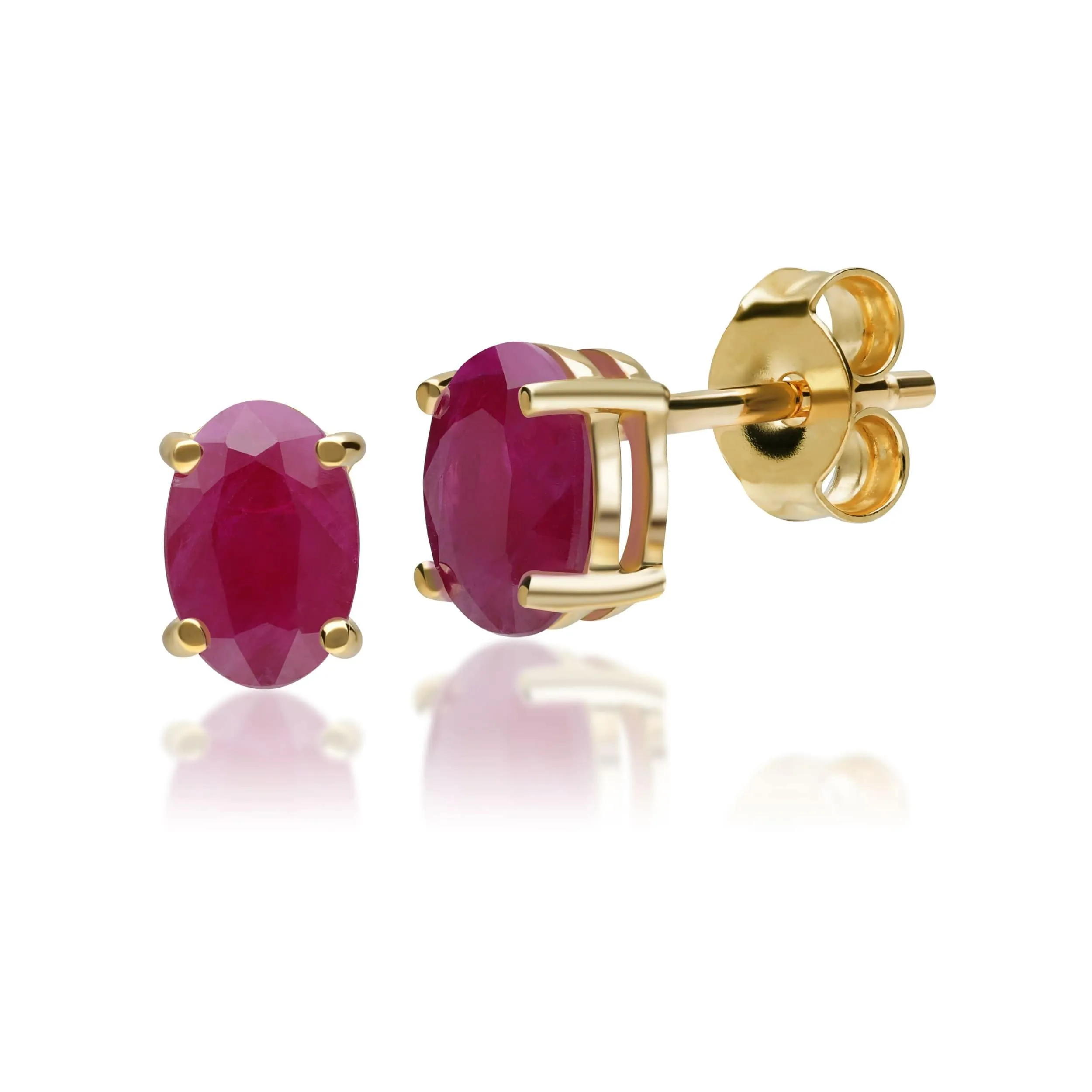 Classic Oval Ruby 9ct Yellow Gold Stud Earrings sold by Gemondo Jewellery