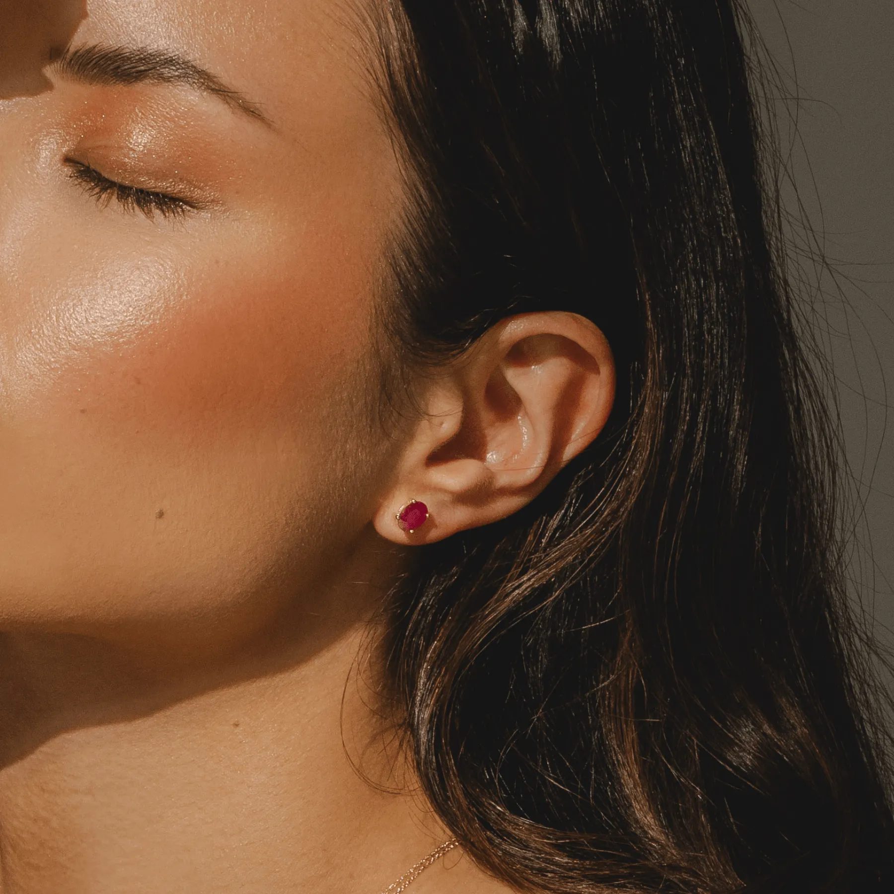 Classic Oval Ruby 9ct Yellow Gold Stud Earrings sold by Gemondo Jewellery product image thumbnail 2