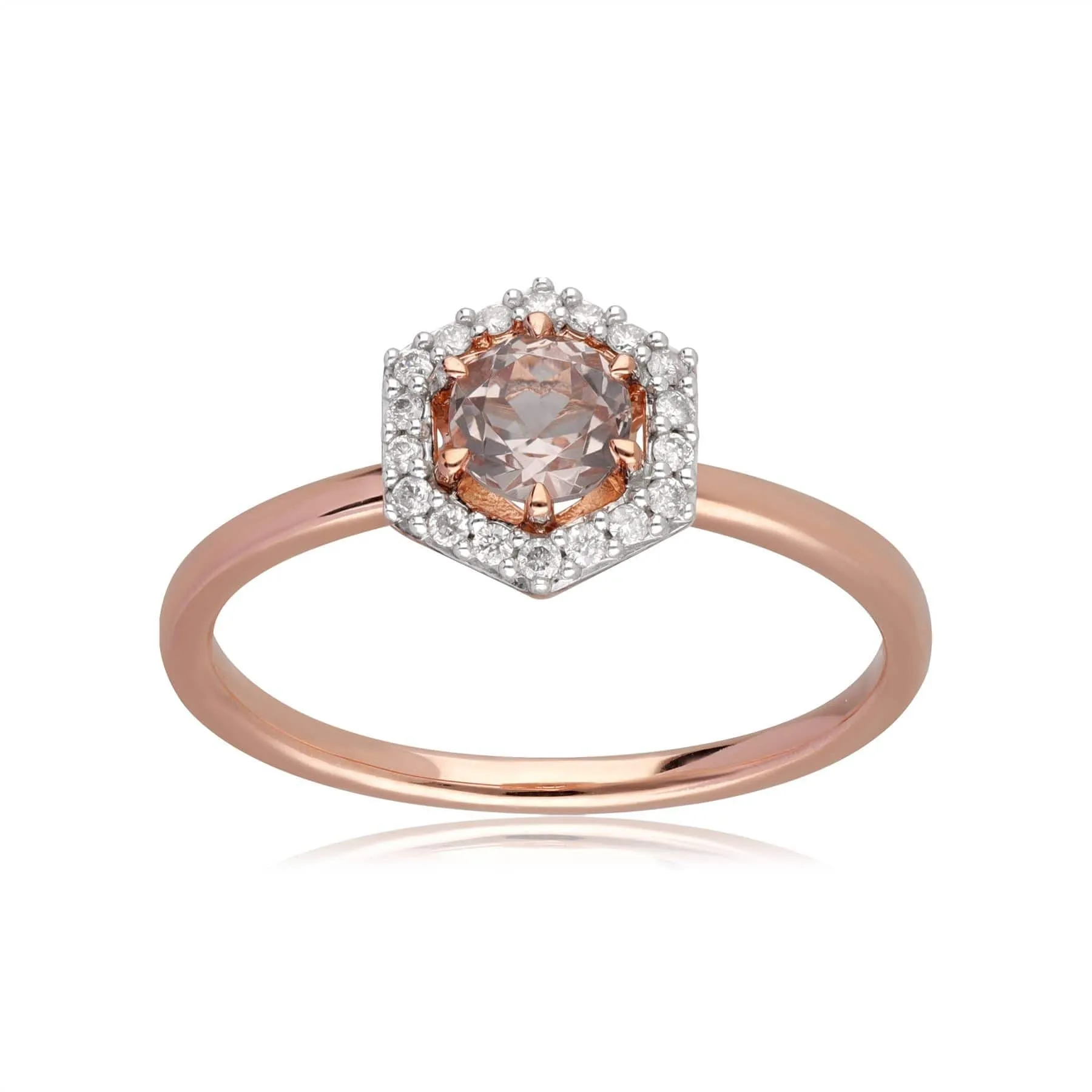 9ct Rose Gold 0.378ct Morganite & Diamond Halo Engagement Ring sold by Gemondo Jewellery product image thumbnail 3