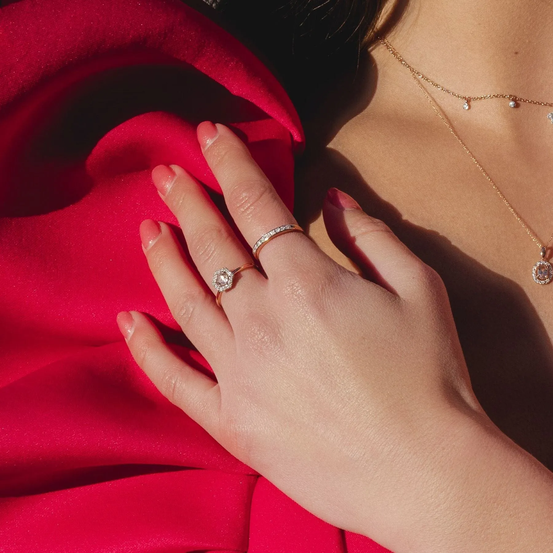 9ct Rose Gold 0.378ct Morganite & Diamond Halo Engagement Ring sold by Gemondo Jewellery product image thumbnail 2