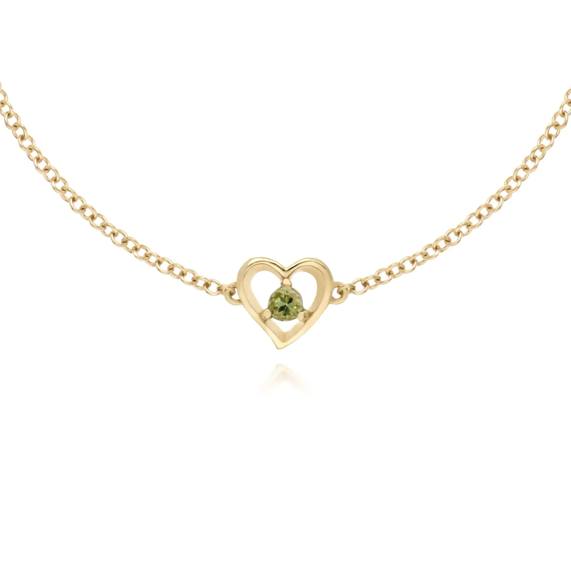 Gemondo 9ct Yellow Gold Peridot Round Single Stone Heart 19cm Bracelet sold by Gemondo Jewellery