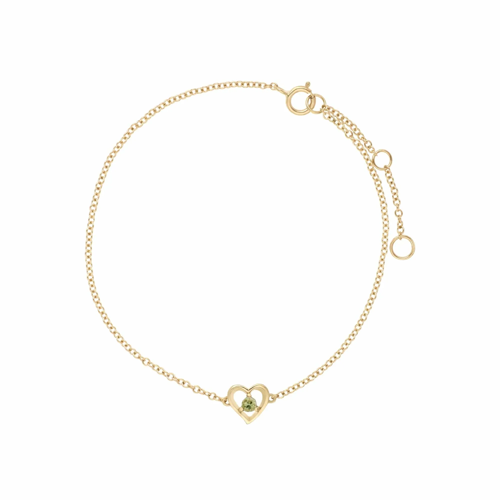 Gemondo 9ct Yellow Gold Peridot Round Single Stone Heart 19cm Bracelet sold by Gemondo Jewellery product image thumbnail 2