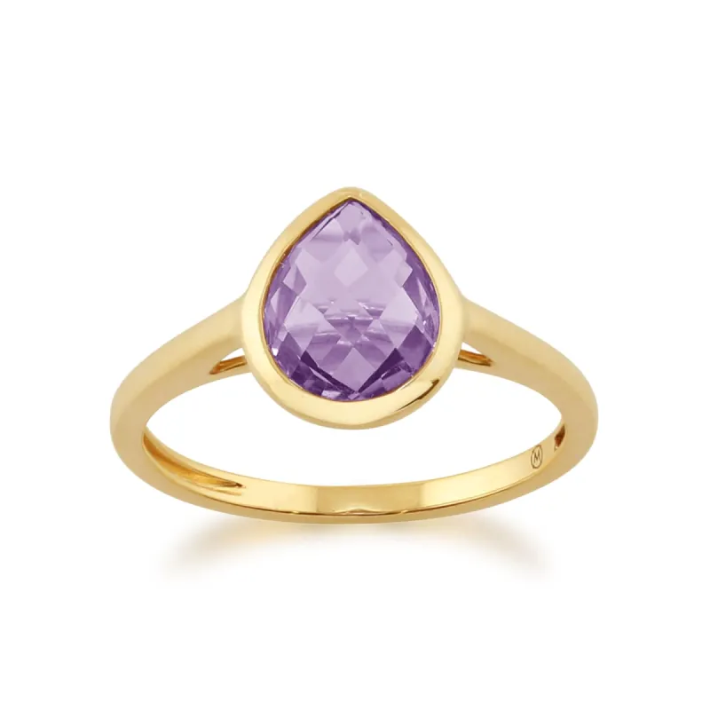 Gemondo 9ct Yellow Gold 1.66ct Pear Purple Amethyst Luminosity Ring sold by Gemondo Jewellery