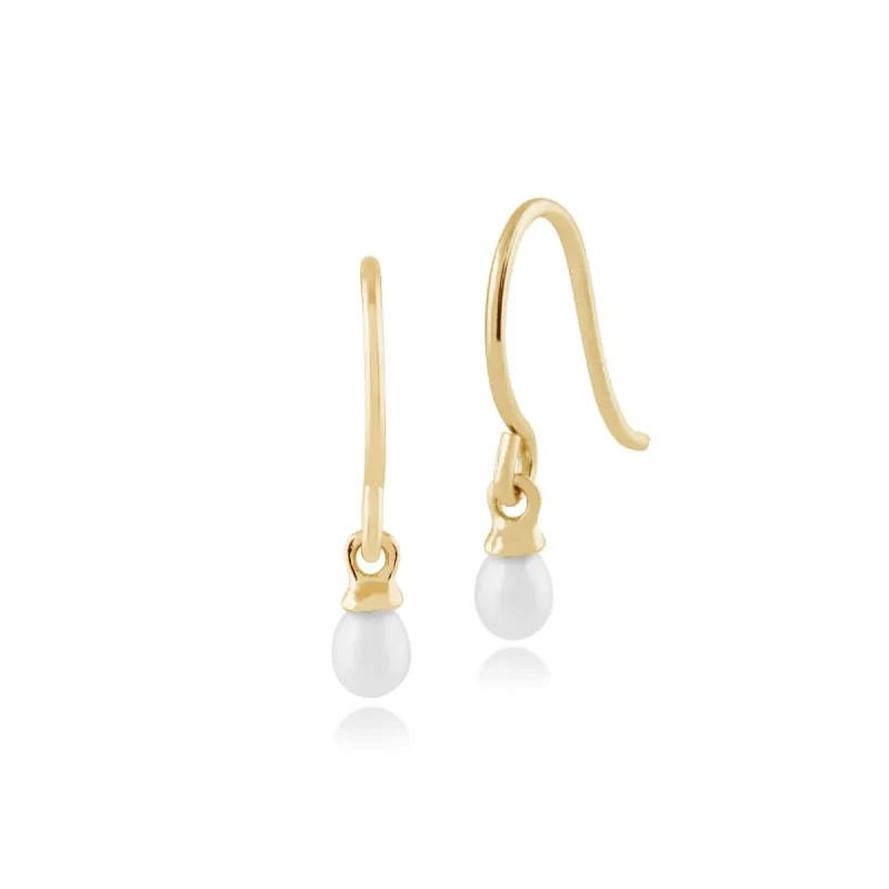Classic Freshwater Pearl Hook Drop Earrings in 9ct Gold sold by Gemondo Jewellery