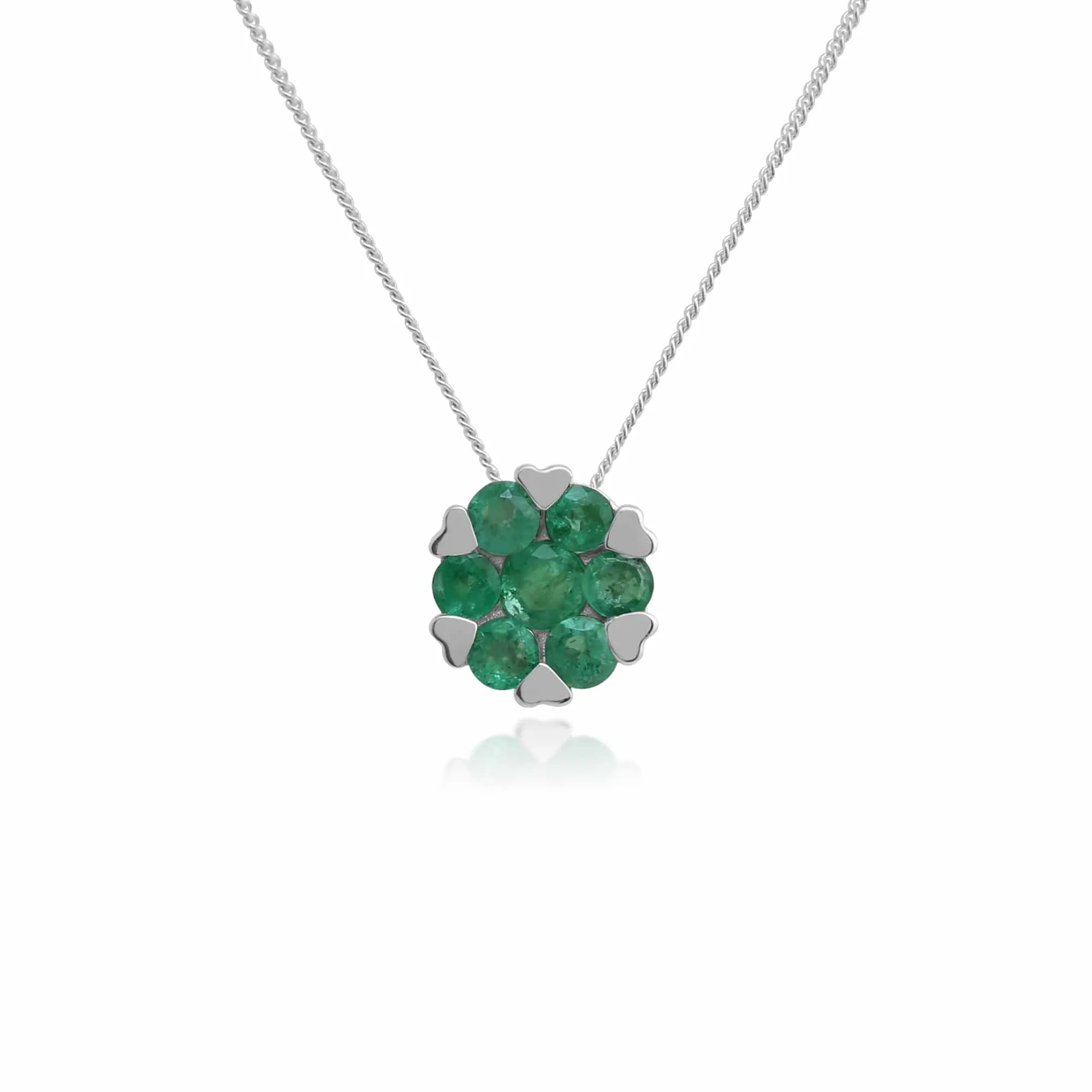Gemondo 9ct White Gold 0.38ct Emerald Floral Cluster Pendant on 45cm Chain sold by Gemondo Jewellery