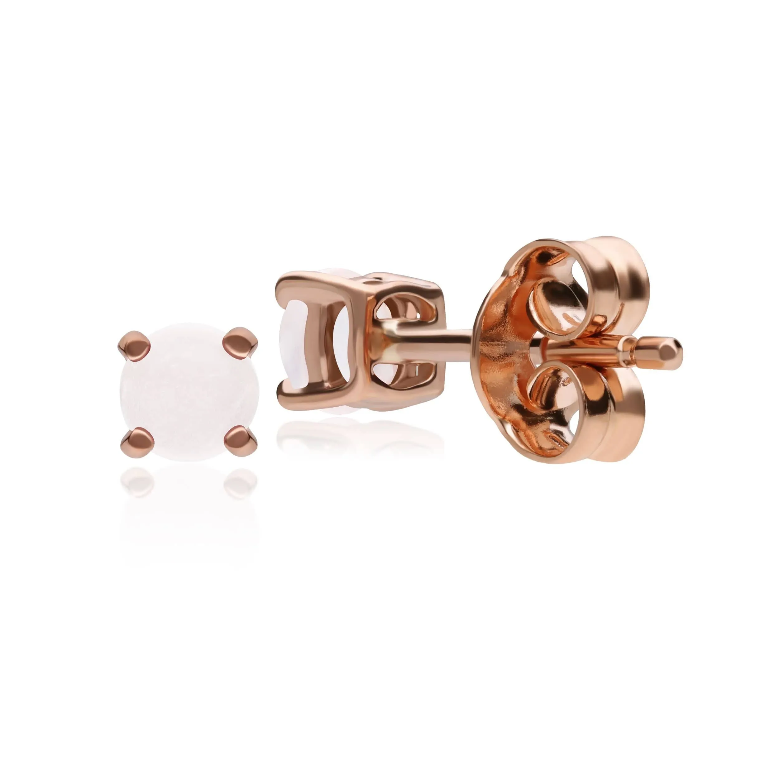 Classic Round Rose Quartz Claw Set Stud Earrings in 9ct Rose Gold sold by Gemondo Jewellery product image thumbnail 3
