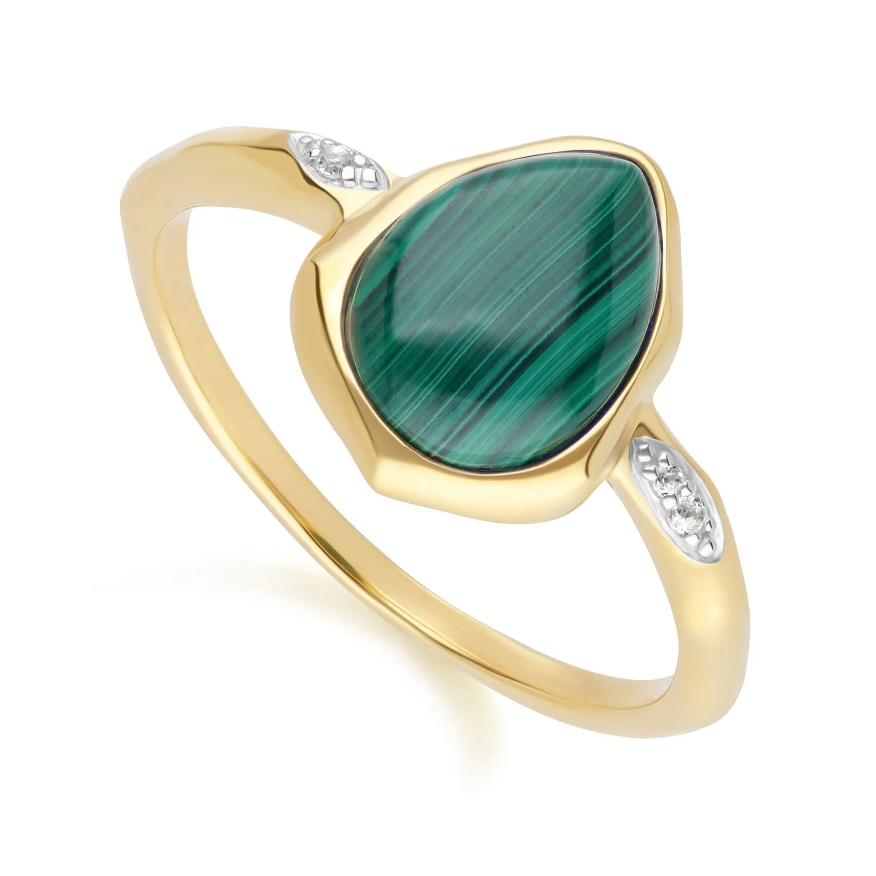Irregular Malachite & Topaz Ring In 18ct Gold Plated SterlIng Silver sold by Gemondo Jewellery product image thumbnail 3