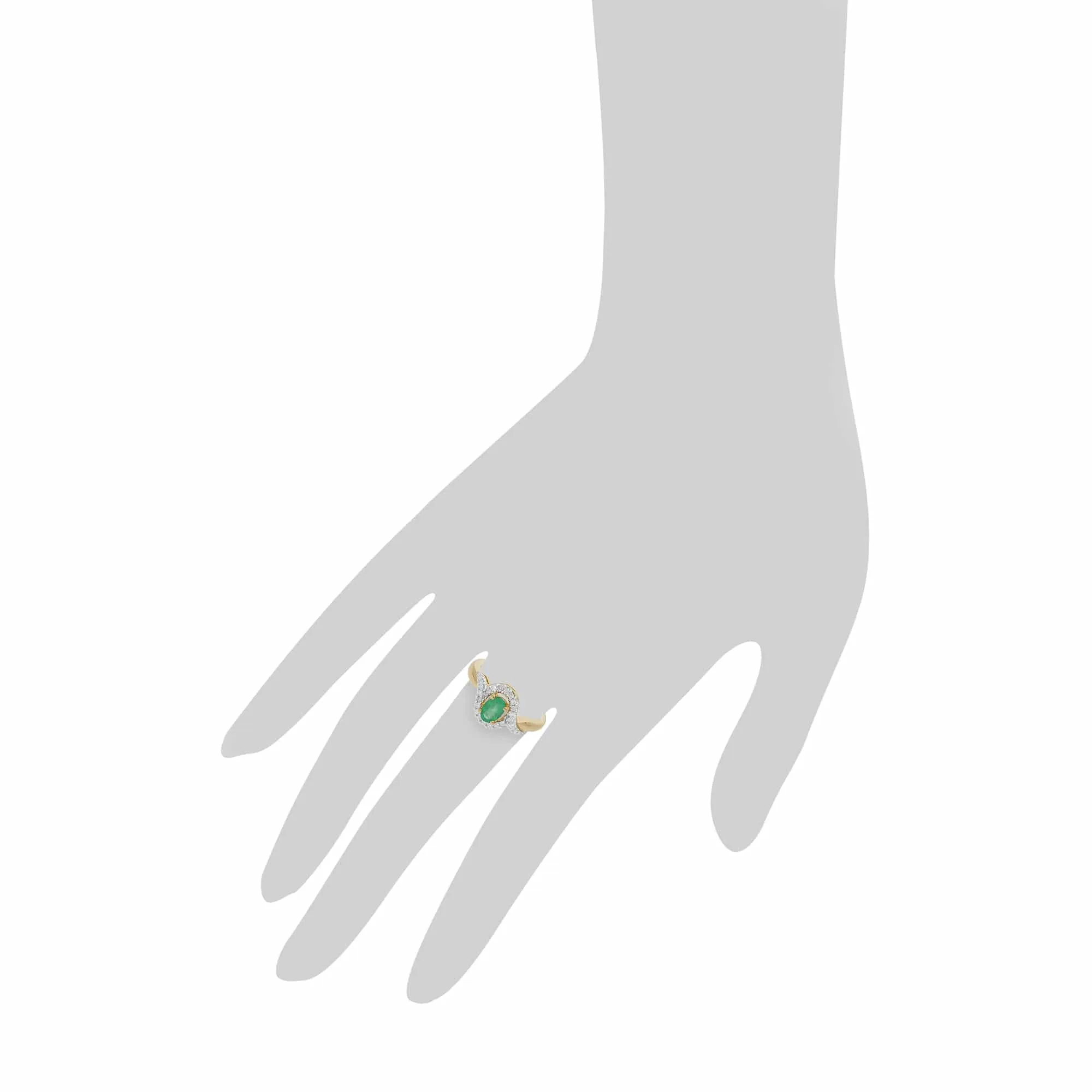 Classic Oval Emerald & Diamond Ring in 9ct Yellow Gold sold by Gemondo Jewellery product image thumbnail 3