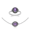 Art Deco Style Oval Amethyst and Marcasite Cluster Silver Ring & Bracelet Set sold by Gemondo Jewellery