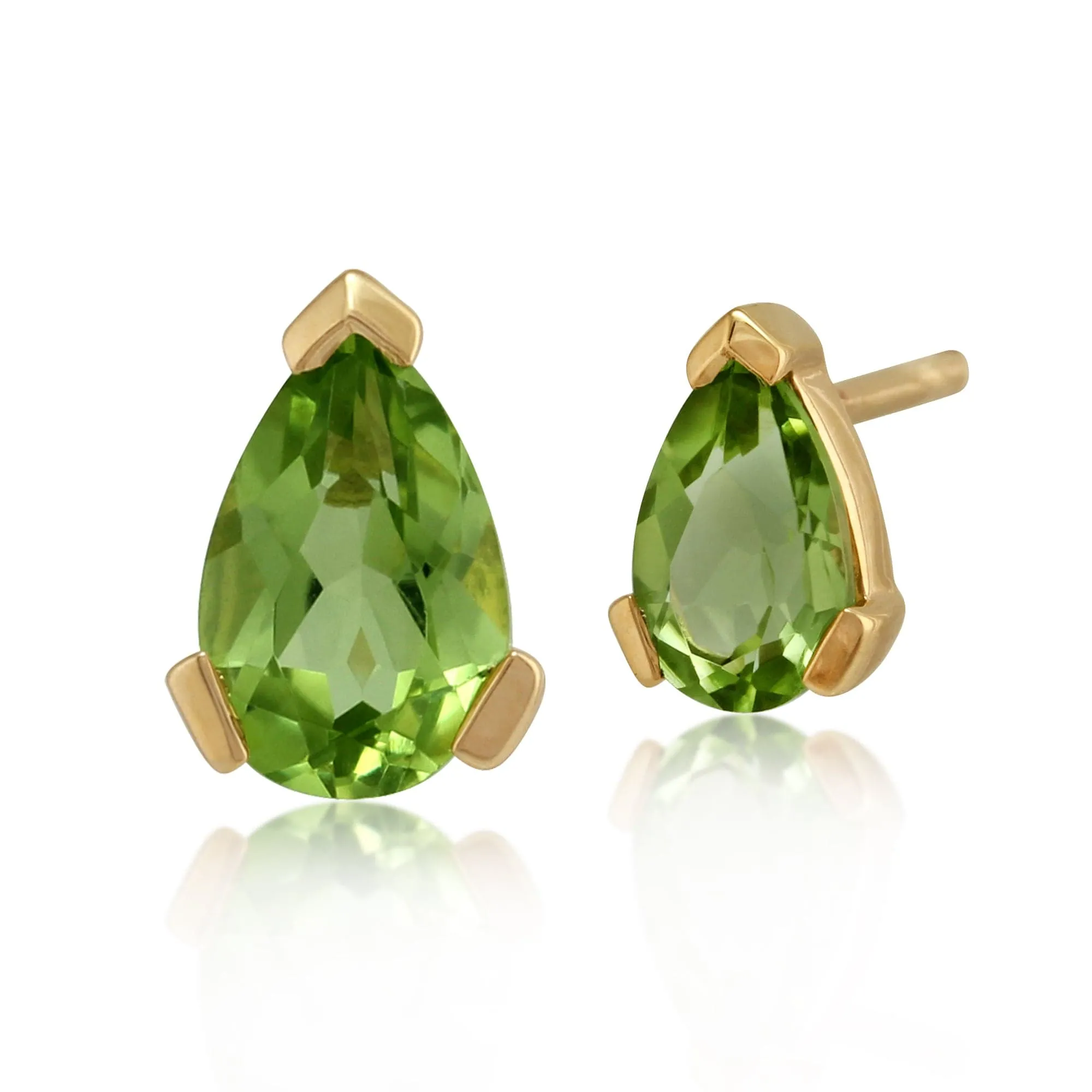 Classic Pear Peridot Stud Earrings in 9ct Yellow Gold sold by Gemondo Jewellery