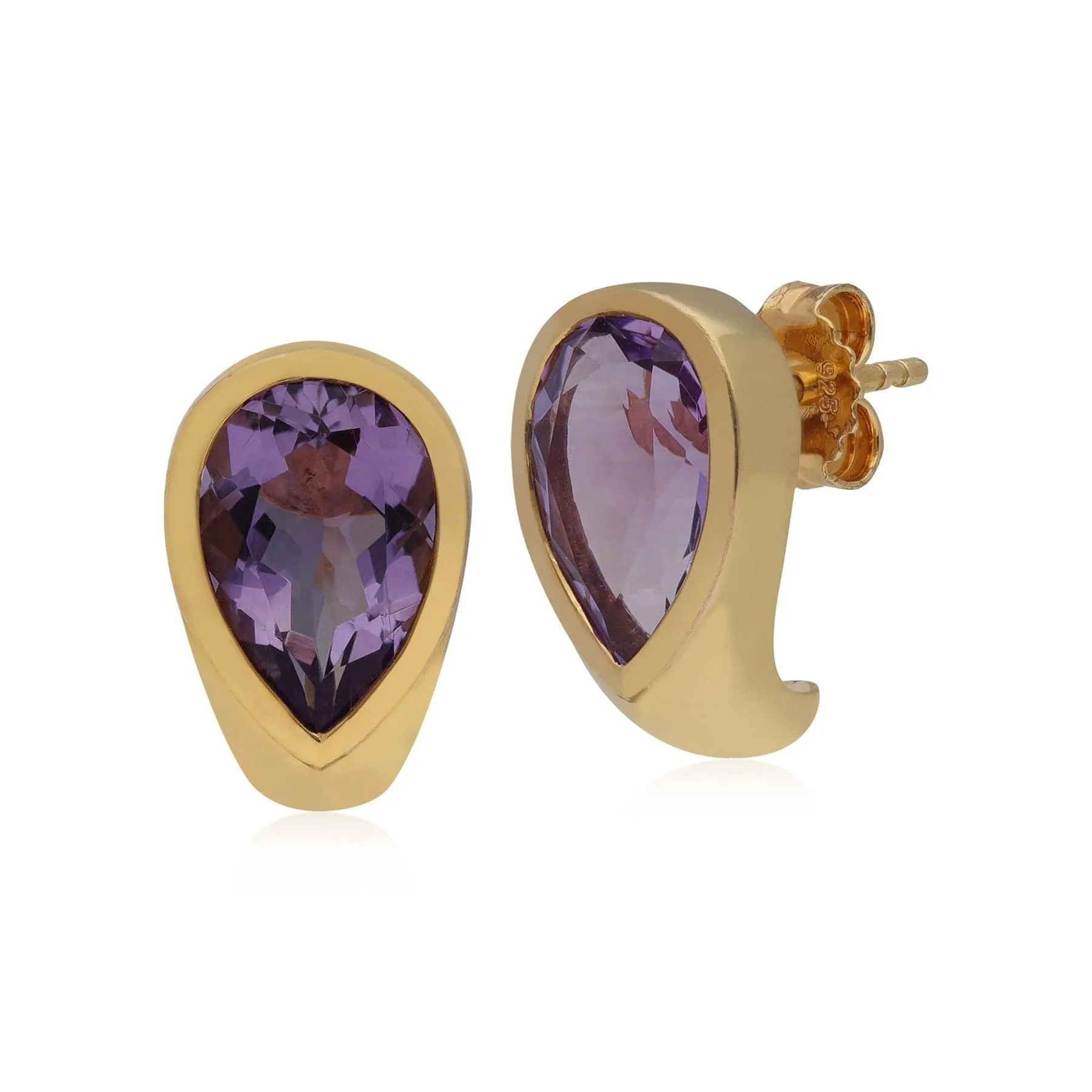 Kosmos Amethyst Earrings in Yellow Gold Plated Sterling Silver sold by Gemondo Jewellery