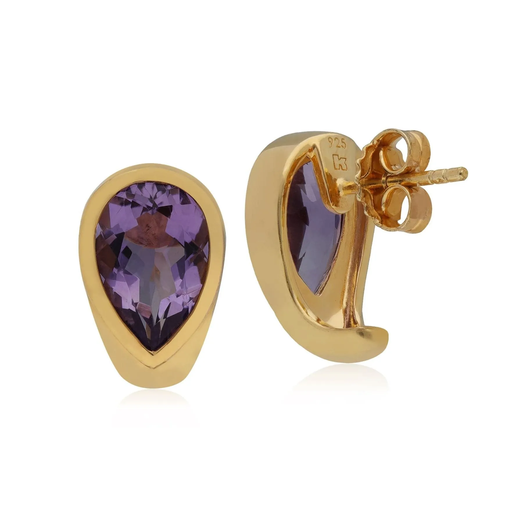 Kosmos Amethyst Earrings in Yellow Gold Plated Sterling Silver sold by Gemondo Jewellery product image thumbnail 2