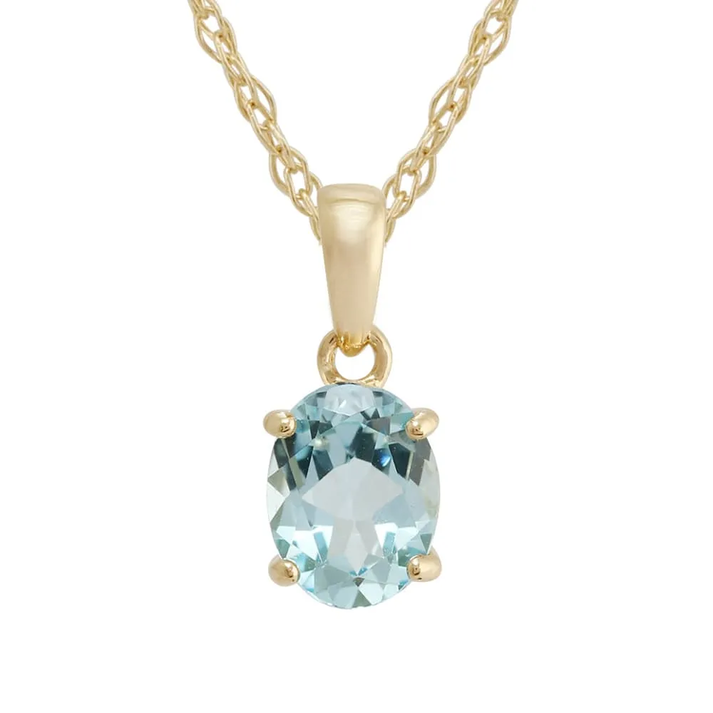 Classic Oval Sky Blue Topaz Pendant in 9ct Yellow Gold sold by Gemondo Jewellery