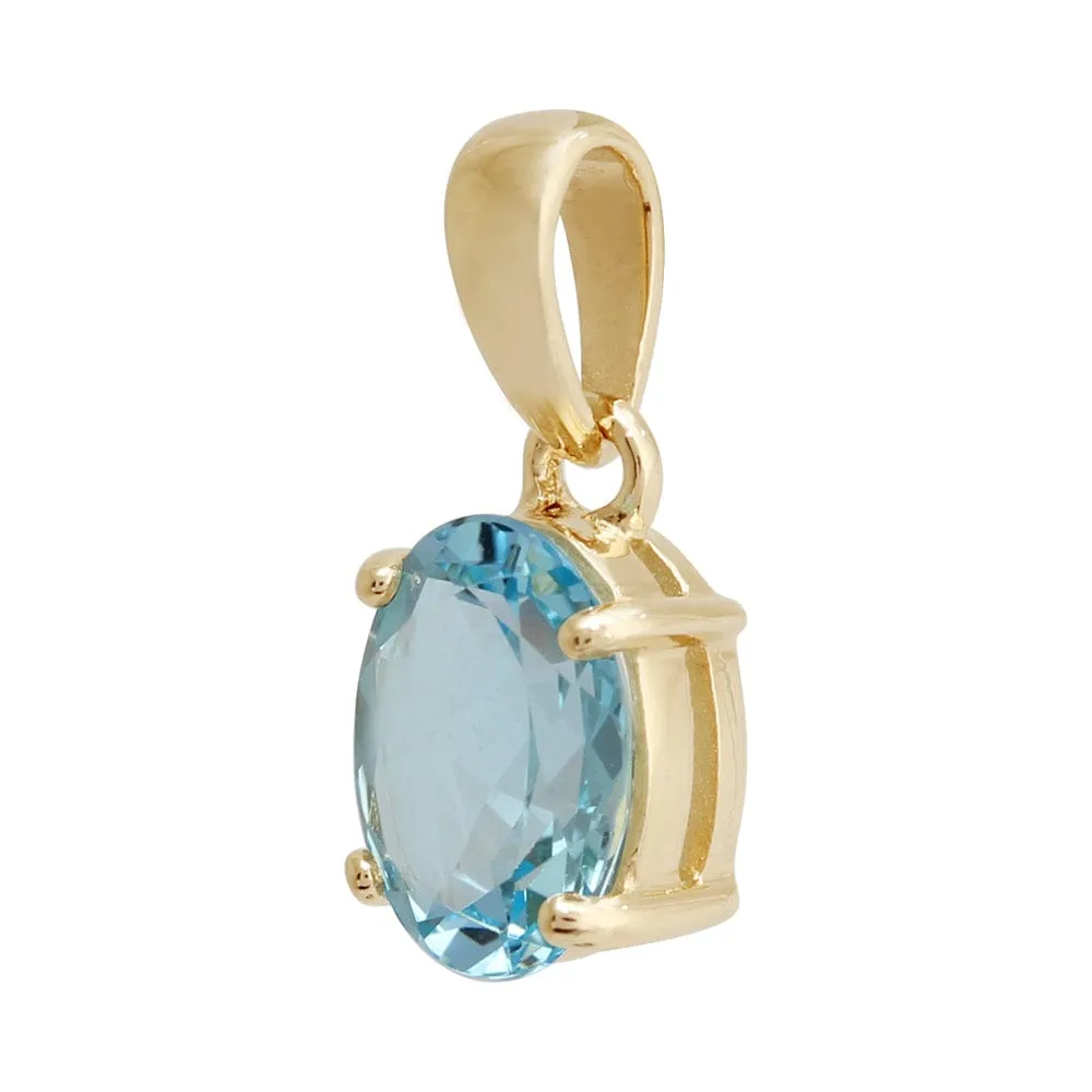 Classic Oval Sky Blue Topaz Pendant in 9ct Yellow Gold sold by Gemondo Jewellery product image thumbnail 2