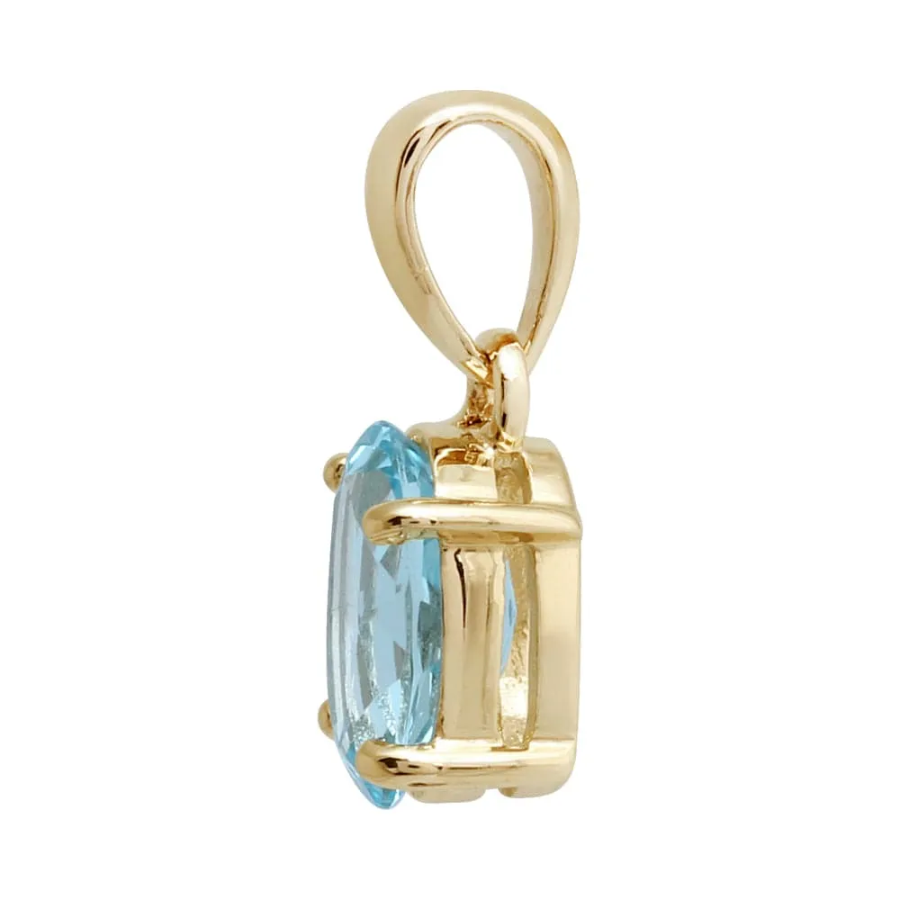 Classic Oval Sky Blue Topaz Pendant in 9ct Yellow Gold sold by Gemondo Jewellery product image thumbnail 3