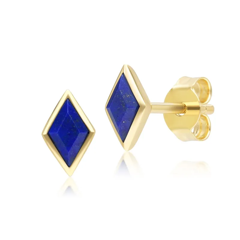 Classic Lapis Lazuli Stud Earrings in 9ct Yellow Gold sold by Gemondo Jewellery