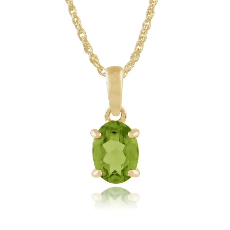 Classic Oval Peridot Pendant in 9ct Yellow Gold sold by Gemondo Jewellery