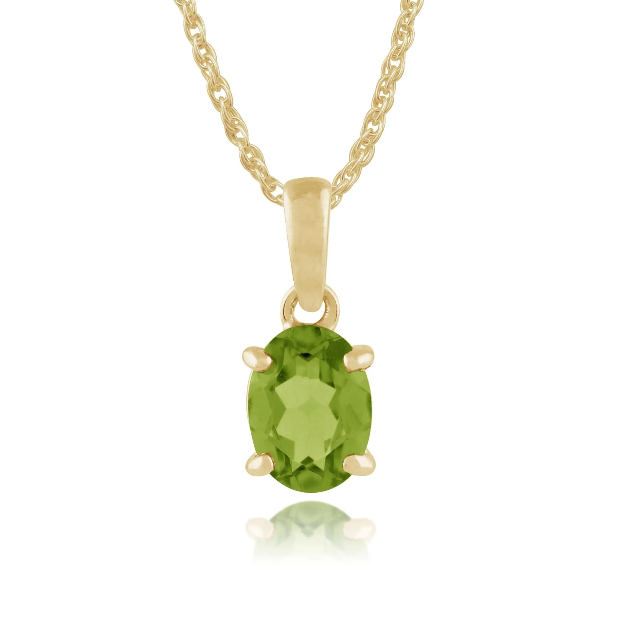 Classic Oval Peridot Pendant in 9ct Yellow Gold sold by Gemondo Jewellery