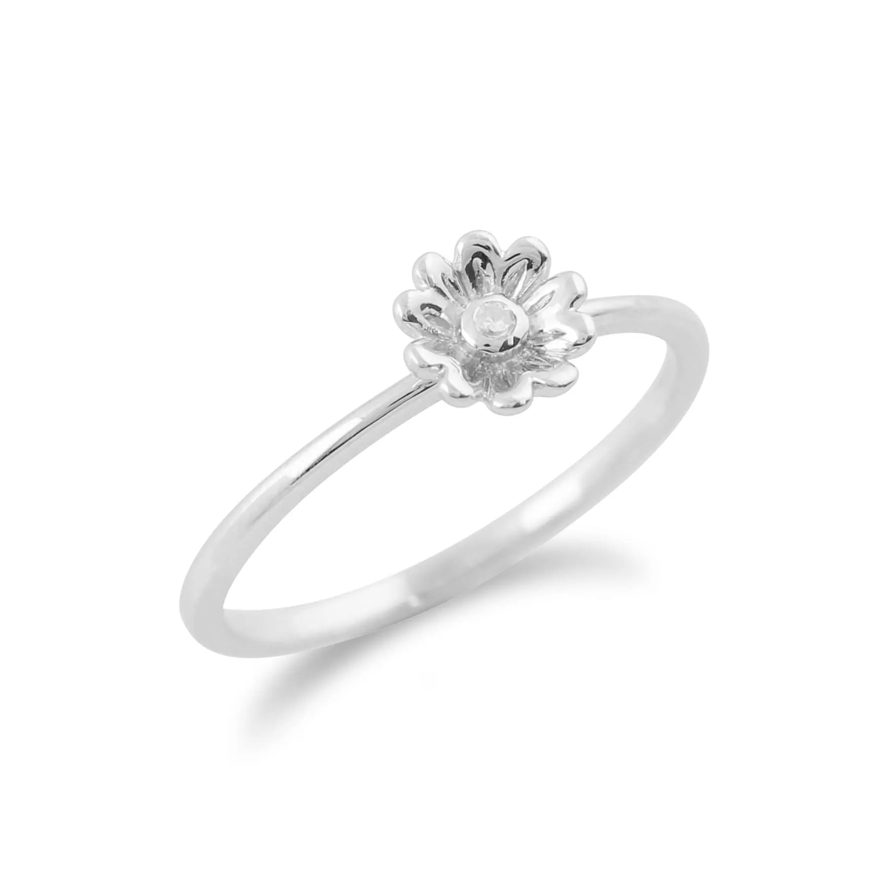Gemondo 9ct White Gold 0.01ct Diamond Stackable Floral Ring sold by Gemondo Jewellery product image thumbnail 3