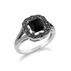 Gemondo 925 Sterling Silver 0.58ct Black Onyx & Marcasite Art Deco Ring sold by Gemondo Jewellery