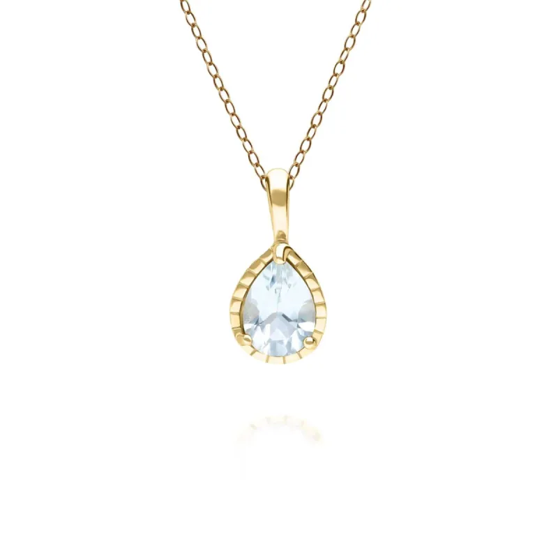 Classic Pear Aquamarine Pendant in 9ct Yellow Gold sold by Gemondo Jewellery
