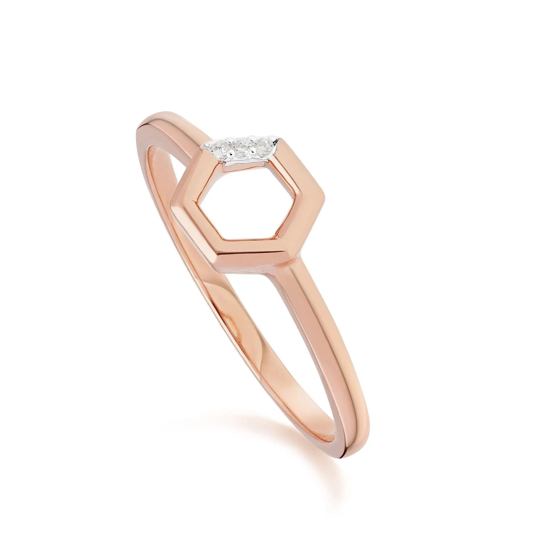 Diamond Pave Hexagon Stud Earring & Ring Set in 9ct Rose Gold sold by Gemondo Jewellery product image thumbnail 3