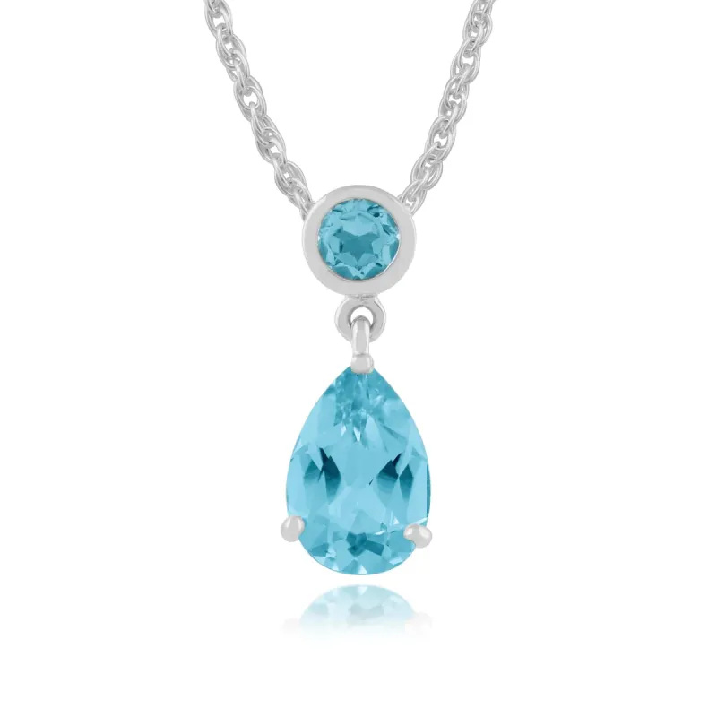 Gemondo 9ct White Gold 1.80ct Blue Topaz Pendant on 45cm Chain sold by Gemondo Jewellery