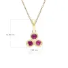 Floral Ruby Three Stone Pendant Necklace in 9ct Yellow Gold sold by Gemondo Jewellery
