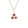 Floral Ruby Three Stone Pendant Necklace in 9ct Yellow Gold sold by Gemondo Jewellery