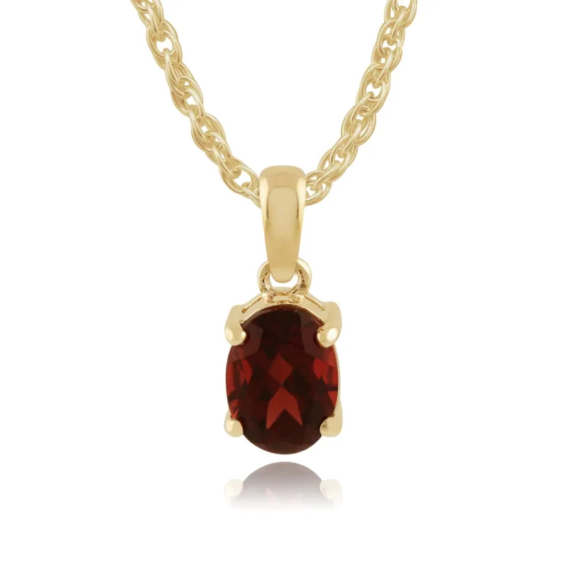 Classic Oval Garnet Pendant in 9ct Yellow Gold sold by Gemondo Jewellery