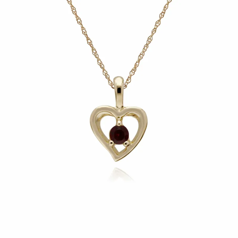 Gemondo 9ct Yellow Gold Garnet Single Stone Heart 45cm Necklace sold by Gemondo Jewellery